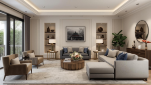 luxury living room interiors with custom design