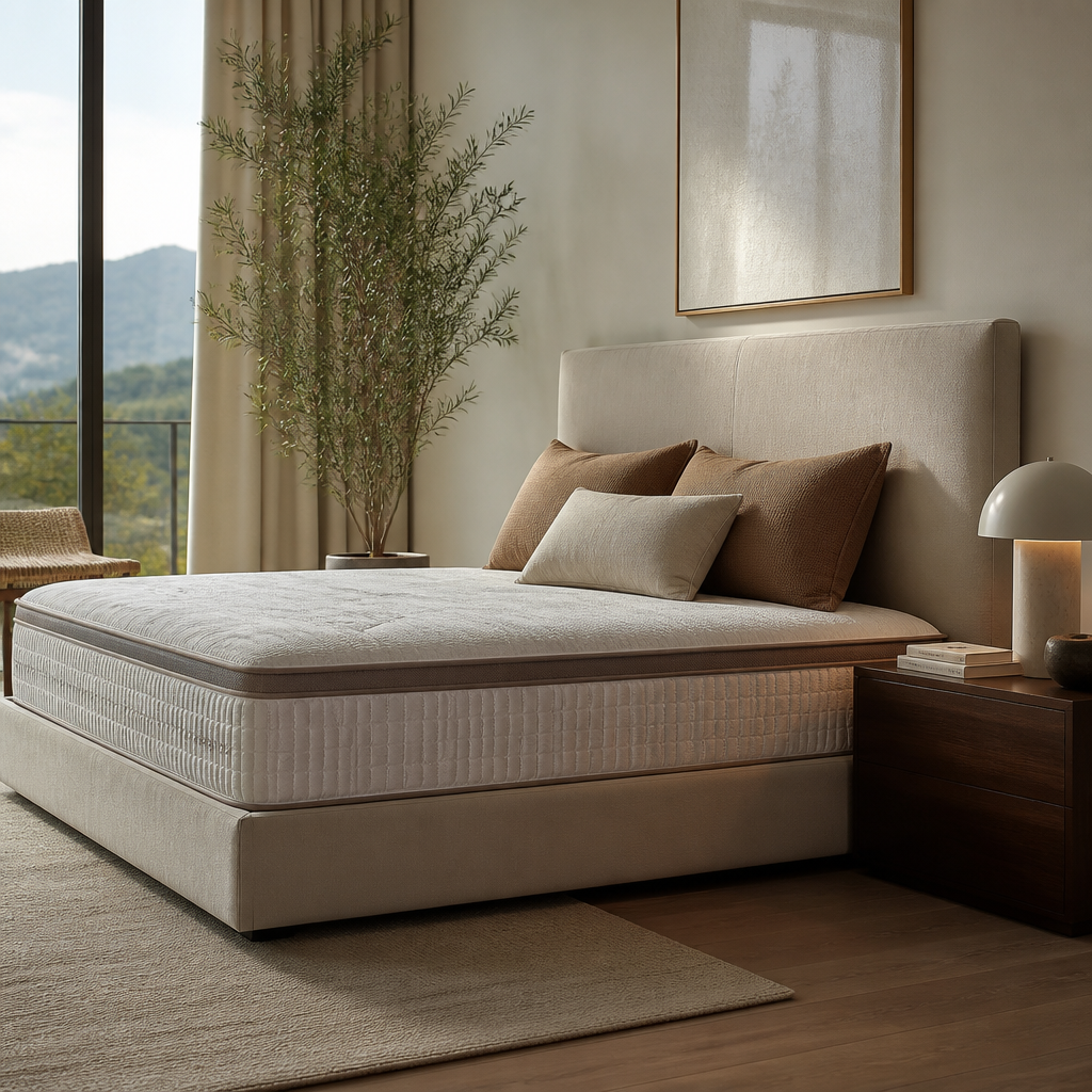 Bedside table aligned with mattress height