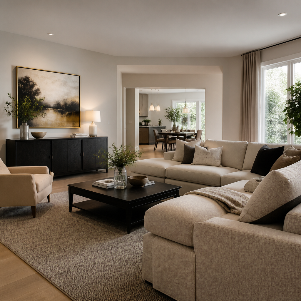 Controlled tonal contrast across custom furniture