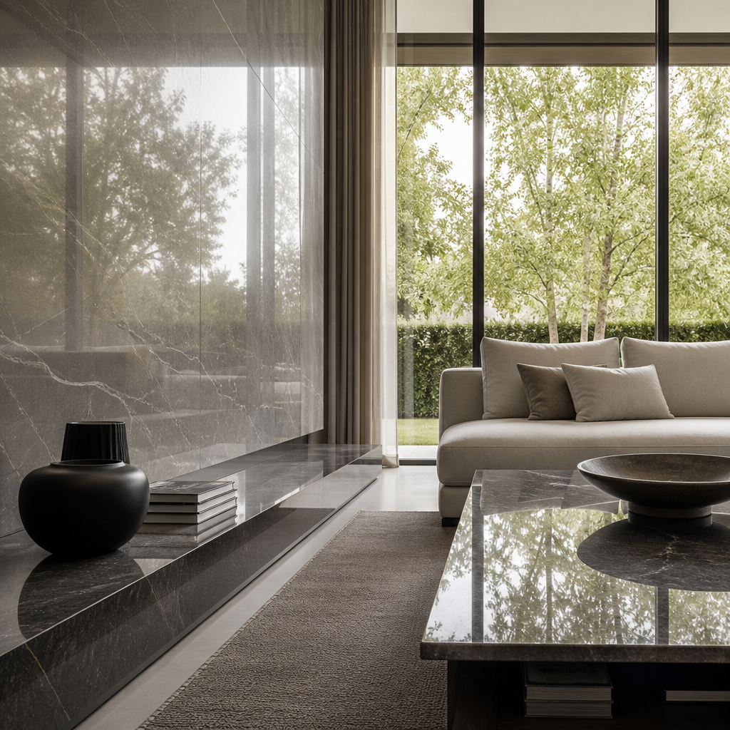 Lighting reflections across matte and glossy finish samples
