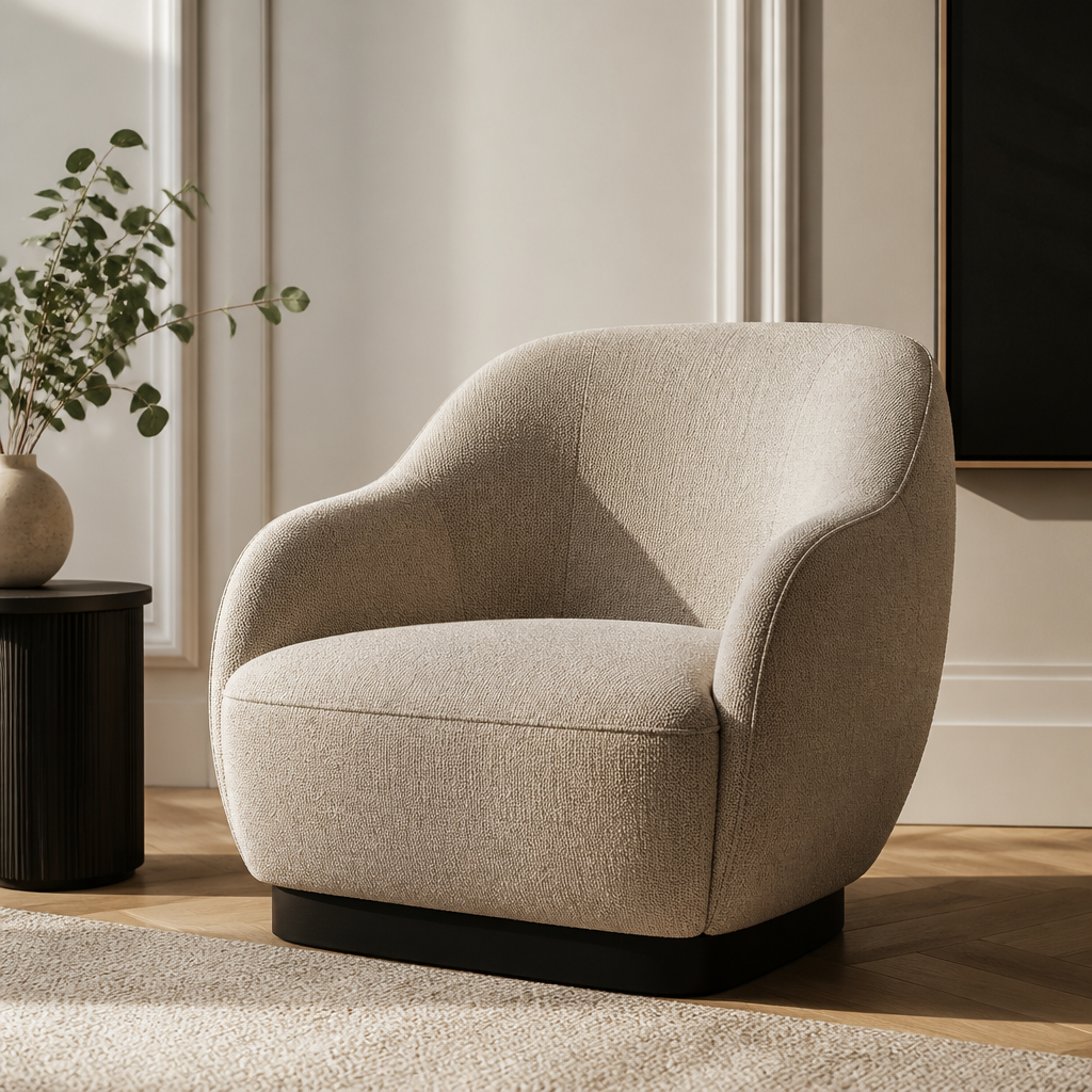 Textured upholstered chair in a refined interior